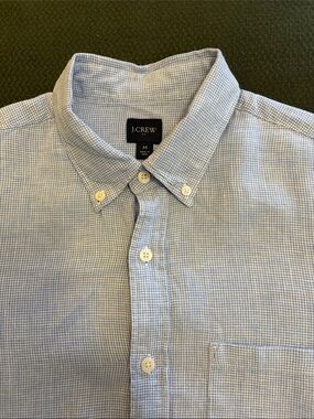 J. Crew Men’s Light Blue Micro-Check Button-Down Shirt